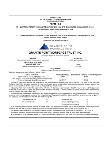 Thumbnail Granite Point Mortgage Trust 10-Q Quarterly Report FY2024 