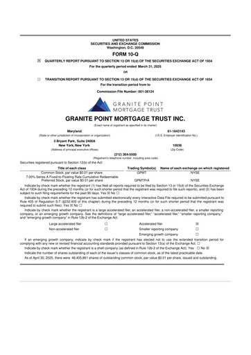 Thumbnail Granite Point Mortgage Trust 10-Q Quarterly Report FY2025 