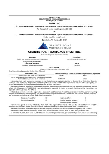 Thumbnail Granite Point Mortgage Trust 10-Q Quarterly Report FY2025 