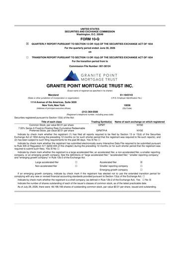Miniature Granite Point Mortgage Trust 10-Q Rapport trimestriel 2026 
