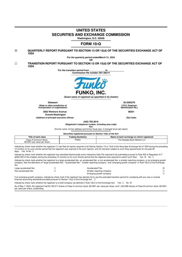 Miniature Funko
 10-Q Rapport trimestriel 2024 