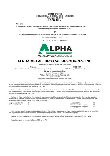 Vorschaubild Alpha Metallurgical Resources 10-Q Quartalsbericht 2023 