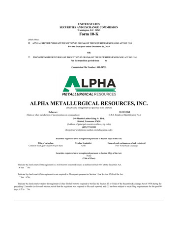 Miniature Alpha Metallurgical Resources 10-K Rapport annuel 2024
