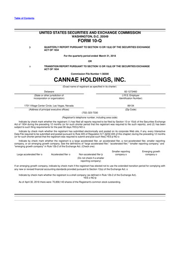 Thumbnail Cannae Holdings
 10-Q Quarterly Report FY2018 
