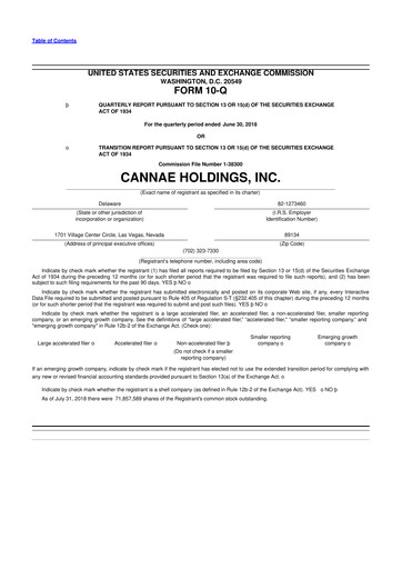 Thumbnail Cannae Holdings
 10-Q Quarterly Report FY2018 