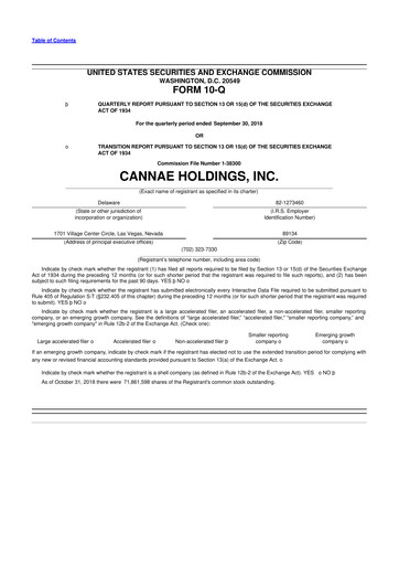 Thumbnail Cannae Holdings
 10-Q Quarterly Report FY2018 