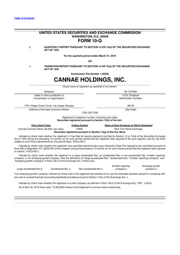 Thumbnail Cannae Holdings
 10-Q Quarterly Report FY2019 