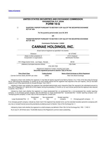 Thumbnail Cannae Holdings
 10-Q Quarterly Report FY2019 