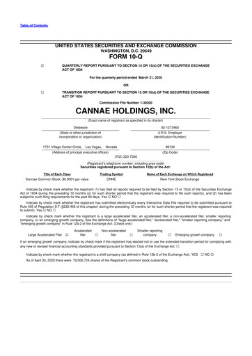 Thumbnail Cannae Holdings
 10-Q Quarterly Report FY2020 