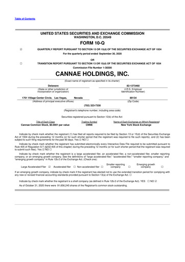 Thumbnail Cannae Holdings
 10-Q Quarterly Report FY2020 