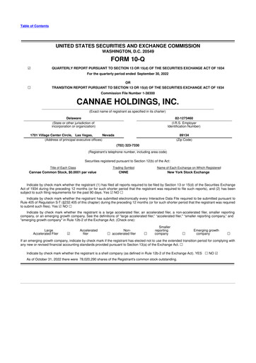 Thumbnail Cannae Holdings
 10-Q Quarterly Report FY2022 