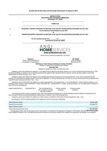 Thumbnail Angi Inc. 10-Q Quarterly Report FY2018 