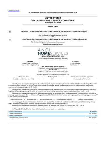 Thumbnail Angi Inc. 10-Q Quarterly Report FY2019 
