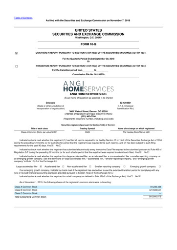 Thumbnail Angi Inc. 10-Q Quarterly Report FY2019 