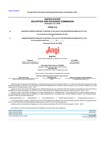 Thumbnail Angi Inc. 10-Q Quarterly Report FY2021 