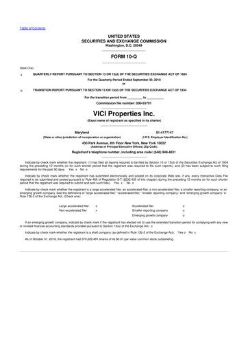 Thumbnail VICI Properties
 10-Q Quarterly Report FY2018 