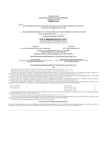 Thumbnail VICI Properties
 10-K Annual Report 2018