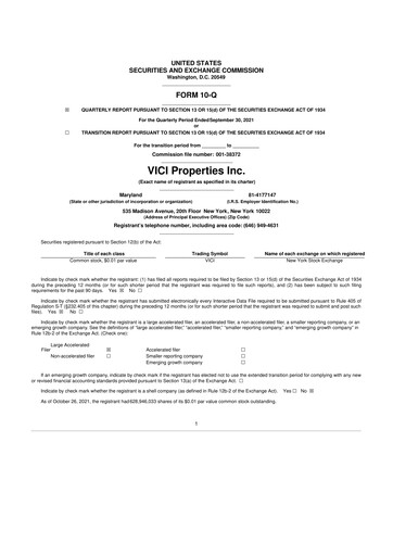 Thumbnail VICI Properties
 10-Q Quarterly Report FY2021 