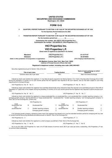 Thumbnail VICI Properties
 10-Q Quarterly Report FY2026 