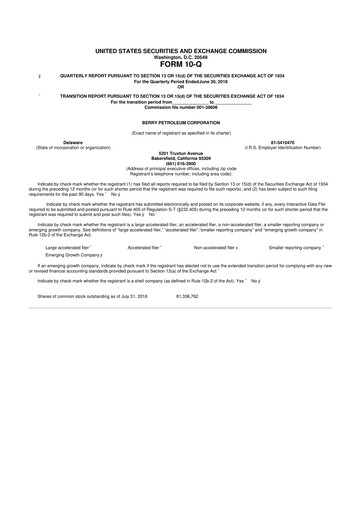 Vorschaubild Berry Corporation 10-Q Quartalsbericht 2018 