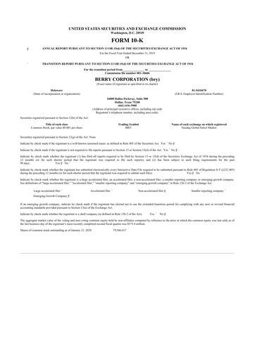 Thumbnail Berry Corporation 10-K Annual Report 2019