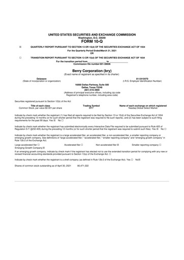 Vorschaubild Berry Corporation 10-Q Quartalsbericht 2021 