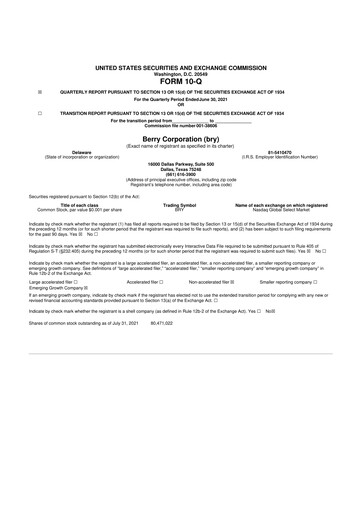 Vorschaubild Berry Corporation 10-Q Quartalsbericht 2021 