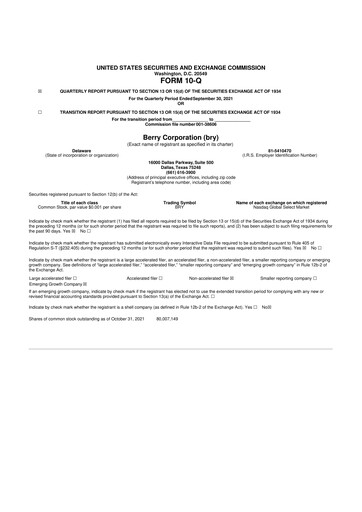 Vorschaubild Berry Corporation 10-Q Quartalsbericht 2021 