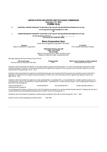 Vorschaubild Berry Corporation 10-Q Quartalsbericht 2023 