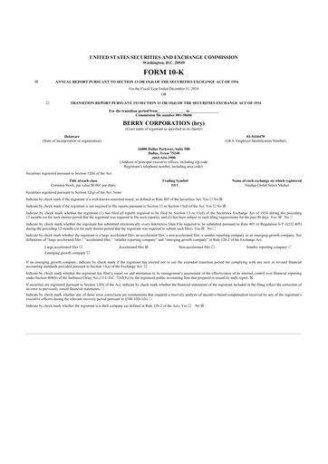 Thumbnail Berry Corporation 10-K Annual Report 2024