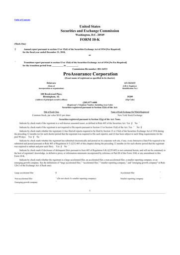Thumbnail ProAssurance 10-K Annual Report 2018