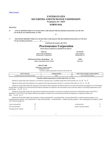 Thumbnail ProAssurance 10-K Annual Report 2019
