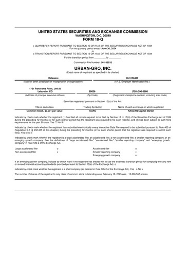 Thumbnail Urban-gro
 10-Q Quarterly Report FY2024 