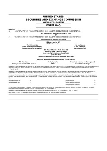 Thumbnail Elastic NV
 10-Q Quarterly Report FY2021 