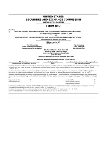 Thumbnail Elastic NV
 10-Q Quarterly Report FY2021 
