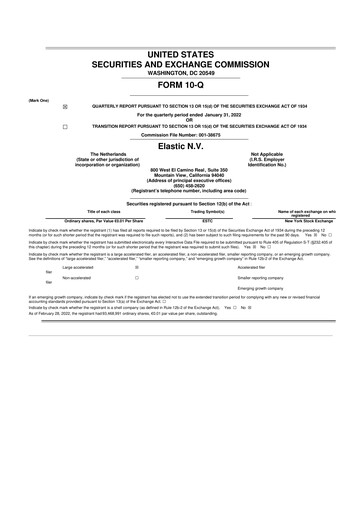 Thumbnail Elastic NV
 10-Q Quarterly Report FY2022 