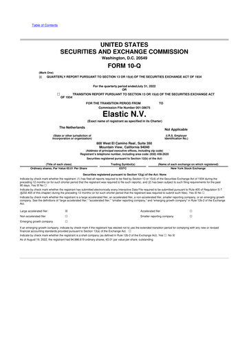 Thumbnail Elastic NV
 10-Q Quarterly Report FY2023 