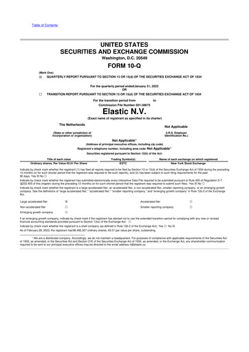 Thumbnail Elastic NV
 10-Q Quarterly Report FY2023 