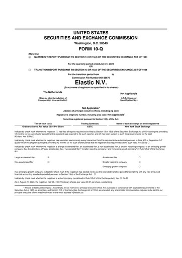 Thumbnail Elastic NV
 10-Q Quarterly Report FY2024 