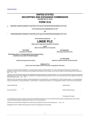Miniature Linde 10-Q Rapport trimestriel 2017 