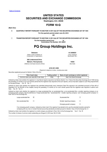 Thumbnail Ecovyst 10-Q Quarterly Report FY2019 