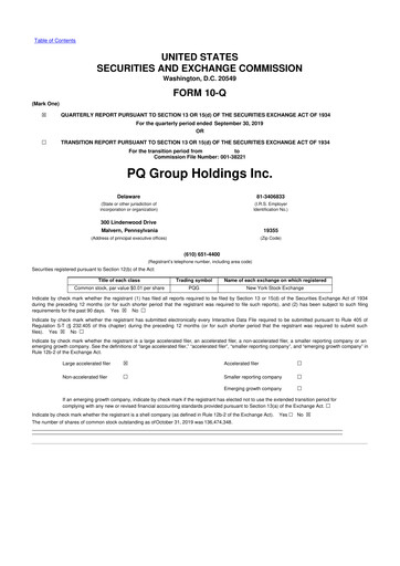 Thumbnail Ecovyst 10-Q Quarterly Report FY2019 