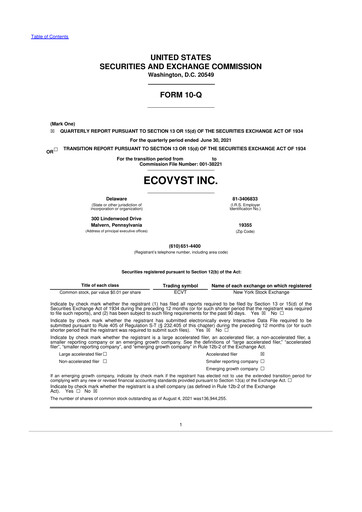 Thumbnail Ecovyst 10-Q Quarterly Report FY2021 