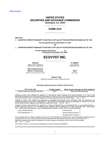 Thumbnail Ecovyst 10-Q Quarterly Report FY2022 