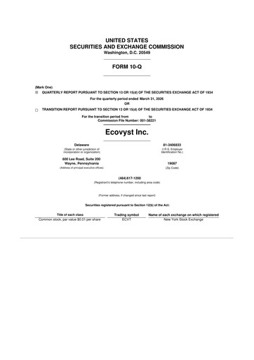 Miniature Ecovyst 10-Q Rapport trimestriel  