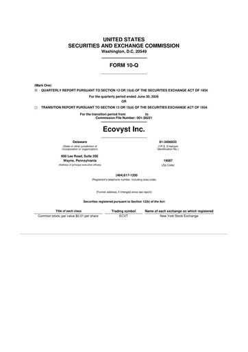 Thumbnail Ecovyst 10-Q Quarterly Report FY2026 