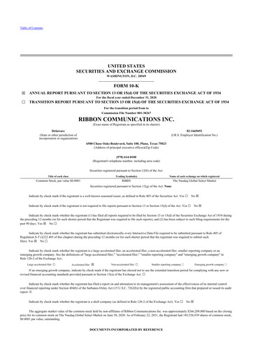 Thumbnail Ribbon Communications 10-K Annual Report 2020