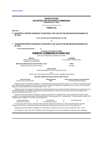 Thumbnail Ribbon Communications 10-Q Quarterly Report FY2024 