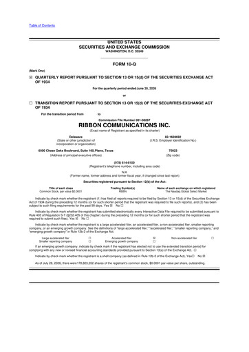 Thumbnail Ribbon Communications 10-Q Quarterly Report FY2026 