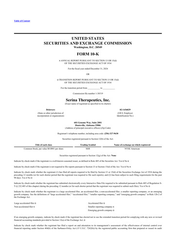 Thumbnail Serina Therapeutics 10-K Annual Report 2024